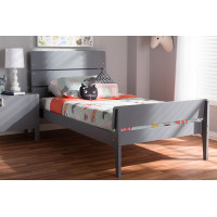 Baxton Studio HT1703-Grey-Twin Nereida Modern Classic Mission Style Grey-Finished Wood Twin Platform Bed